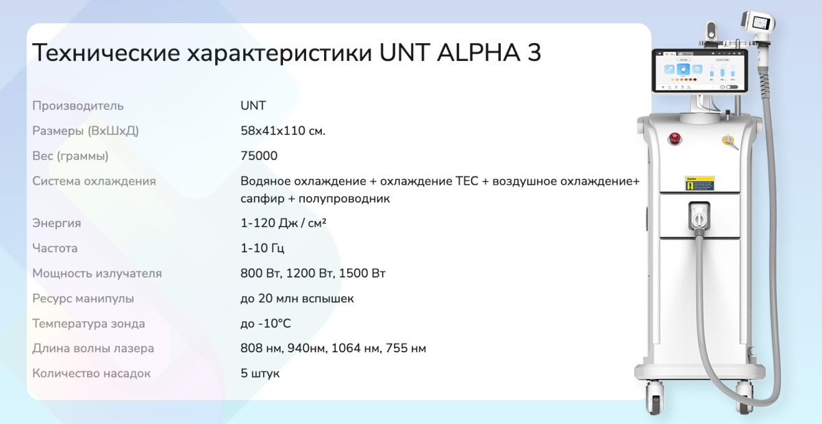 Технические характеристики UNT ALPHA 3